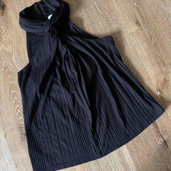 Anine Bing Black Agnes Sleeveless Twist Halter Neck Ribbed Top Fits Size S/M - Picture 1 of 8